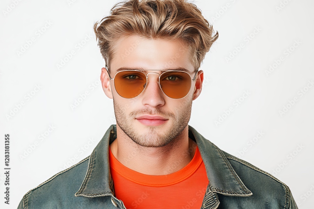 Man In Aviator Sunglasses And Denim Jacket Man In Aviator Sunglasses And Denim Jacket