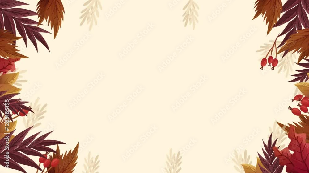 autumn leaves frame, abstract leaves seamless pattern background with natural line arts autumn leaves frame, abstract leaves seamless pattern background with natural line arts
