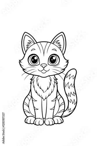 Cute Cat Line Art for Kids Coloring Pages , vector illustration design.