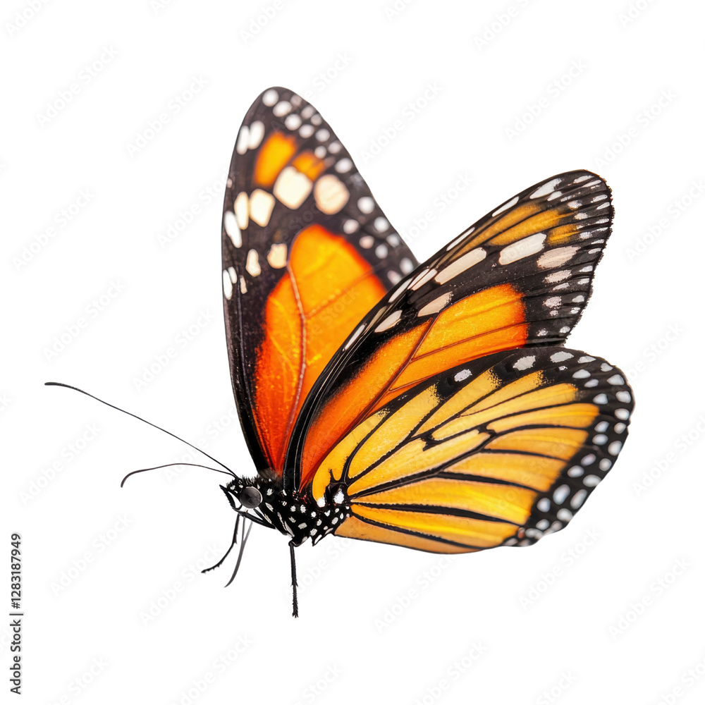 Fototapeta premium Vibrant Monarch Butterfly in Flight