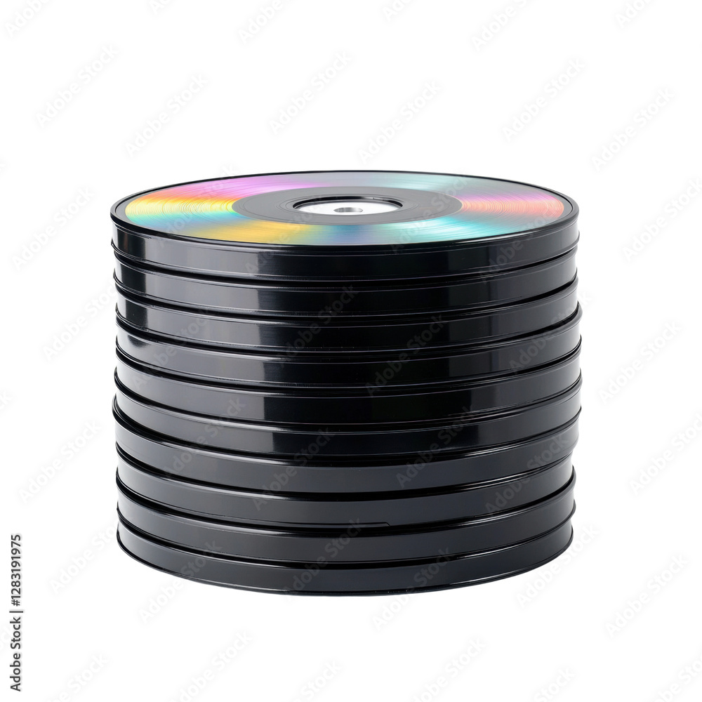 Stack of colorful compact discs on a black background Stack of colorful compact discs on a black background