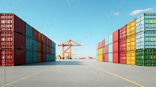 Wallpaper Mural Colorful Shipping Containers Stacked at Industrial Port Under Clear Blue Sky Torontodigital.ca