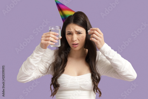 Young woman with glass of w...