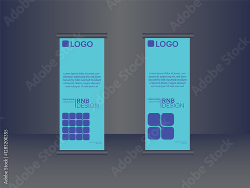 Roll Up Banner Stand Template lite blue