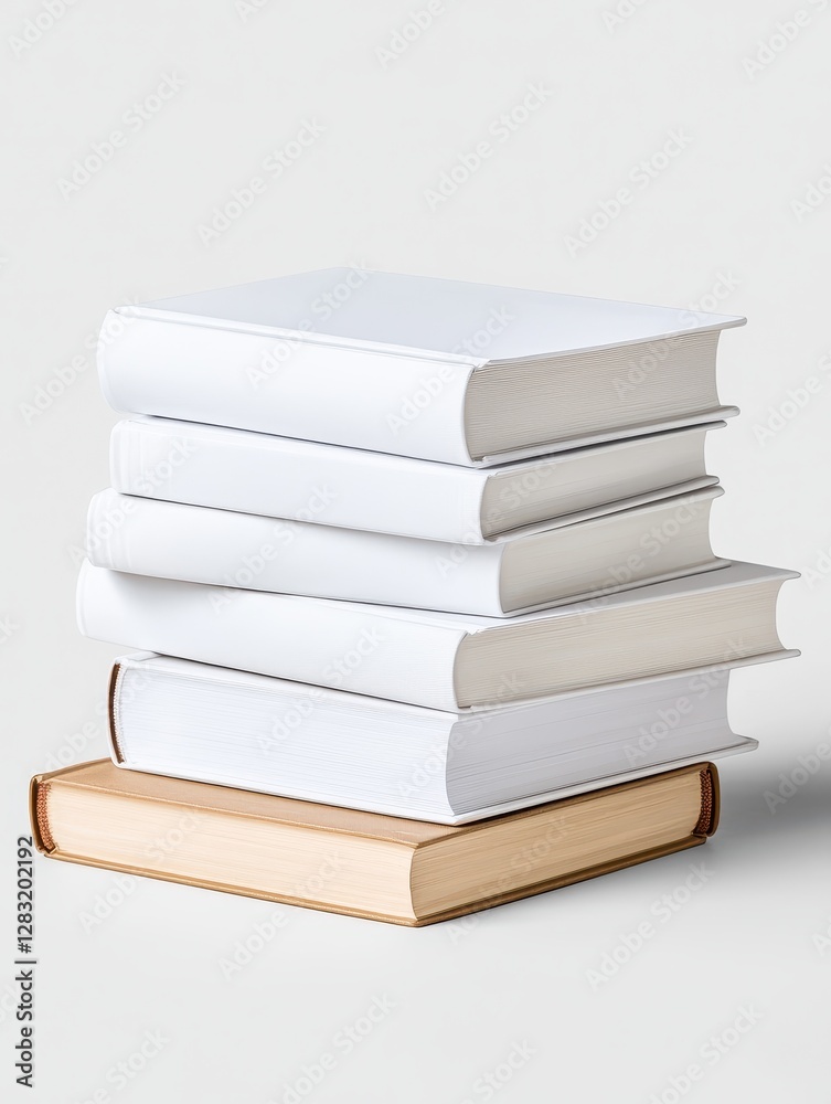 Stack of colorful books on a white background for education, learning, and literature concepts Stack of colorful books on a white background for education, learning, and literature concepts