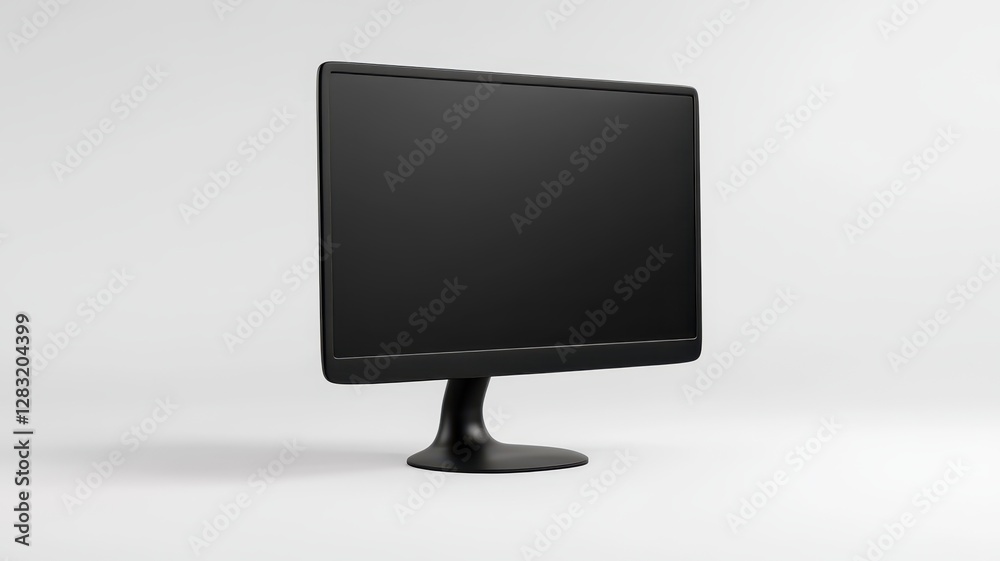 Modern computer monitor set against a crisp white background, ideal for showcasing digital content and designs Modern computer monitor set against a crisp white background, ideal for showcasing digital content and designs