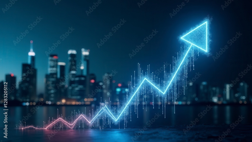 Naklejka premium Financial Success and Growth. Futuristic Digital Arrow