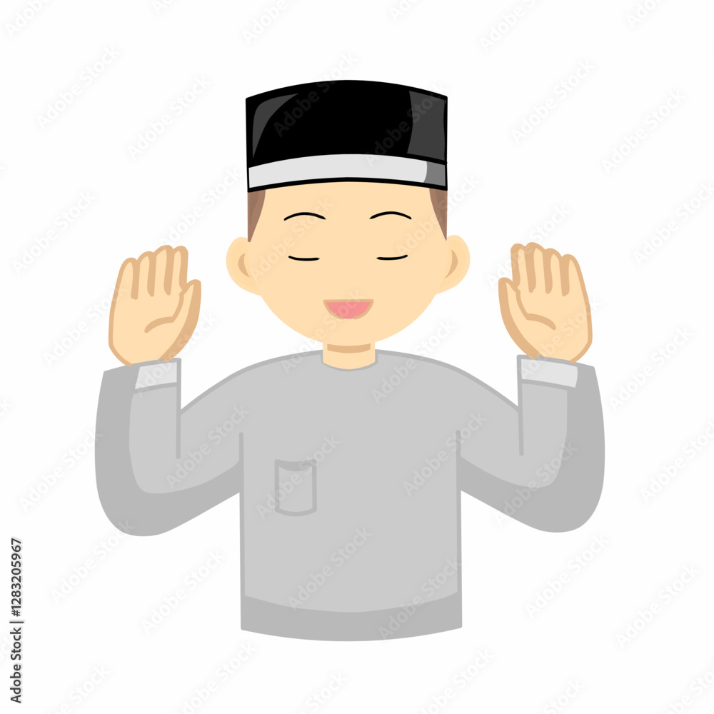 vector illustration of a boy wearing Muslim clothes vector illustration of a boy wearing Muslim clothes