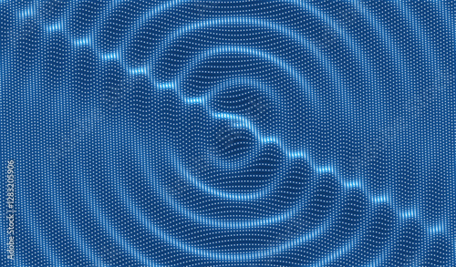 3D wavy background with ripple effect. Grid surface with particle. Vector illustration for cover, card, postcard, interior design, banner, poster, brochure or presentation.