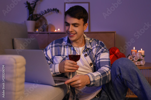 Young man having online dat...
