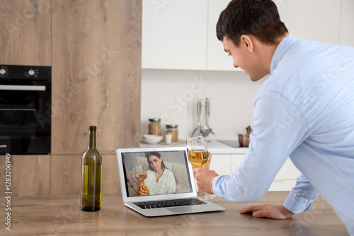 Young man having  online da...