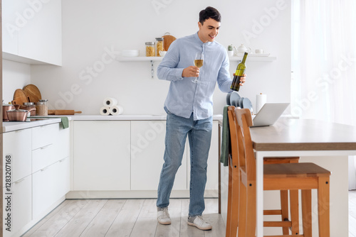 Young man having  online da...