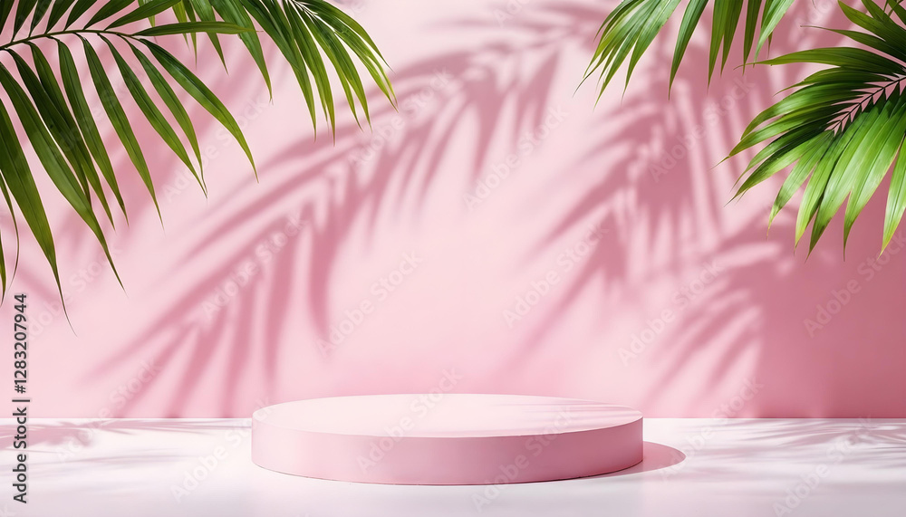 pink podium leaf background beauty cosmetics sale pink podium leaf background beauty cosmetics sale