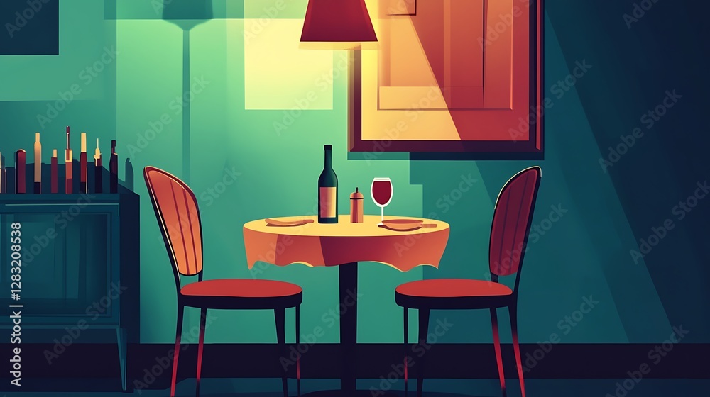 Obraz premium Romantic Dinner Setting In A Stylish Restaurant