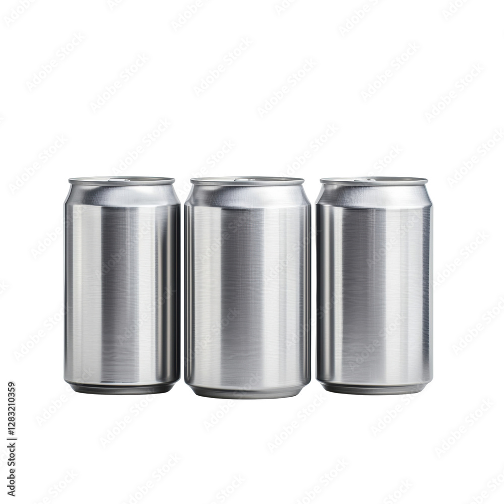 Three blank aluminum cans on a black background Three blank aluminum cans on a black background
