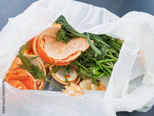 Food waste in a biodegradable bag
