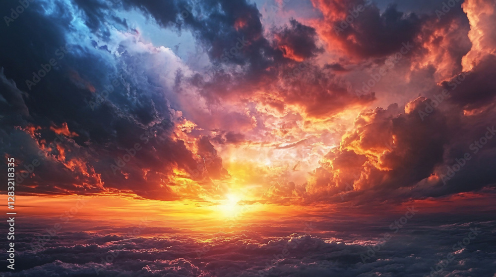 Dramatic colors of the clouds during the suns setting Dramatic colors of the clouds during the suns setting