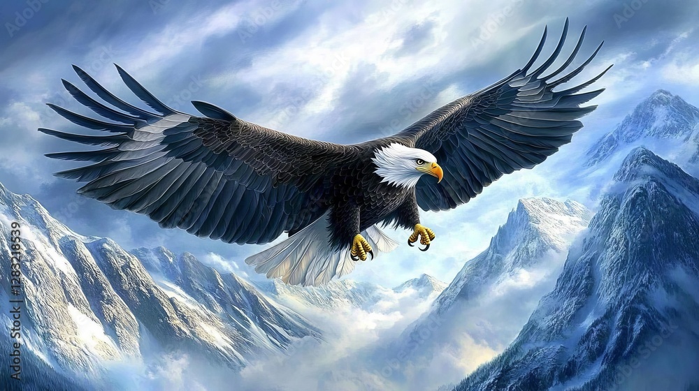 Obraz premium Eagle Soaring Above Mountains