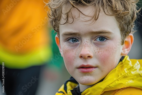 A close-up shot of a young boy with freckles on his face, suitable for use in stories about childhood or everyday life