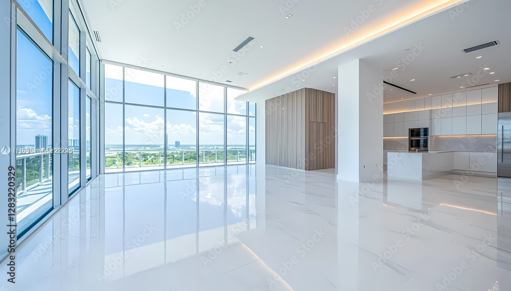 Fototapeta premium Modern residence with city skyline