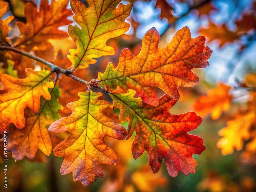 Autumn's embrace: intimate documentary photography of oak leaf textures and colors. Autumn's embrace: intimate documentary photography of oak leaf textures and colors.