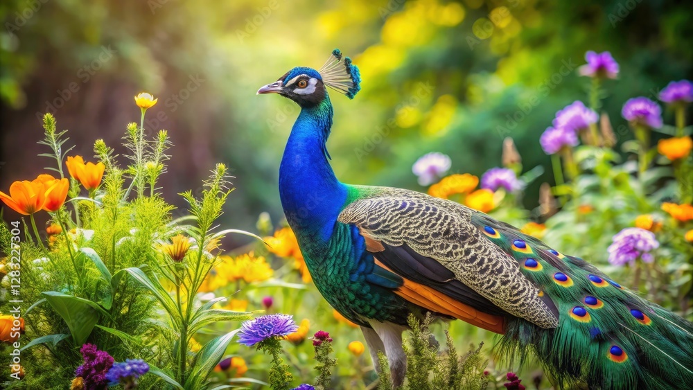 Obraz premium Breathtaking bird photography captures a majestic peacock in its natural habitat.