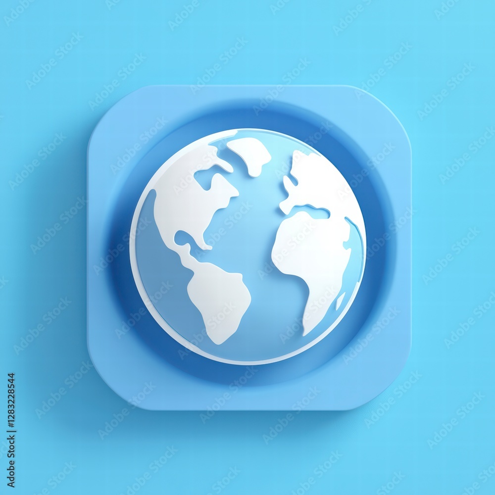 World in Square: A minimalist icon of the world, encased within a soft blue square, epitomizing simplicity and global connection, ready for your design needs. World in Square: A minimalist icon of the world, encased within a soft blue square, epitomizing simplicity and global connection, ready for your design needs.