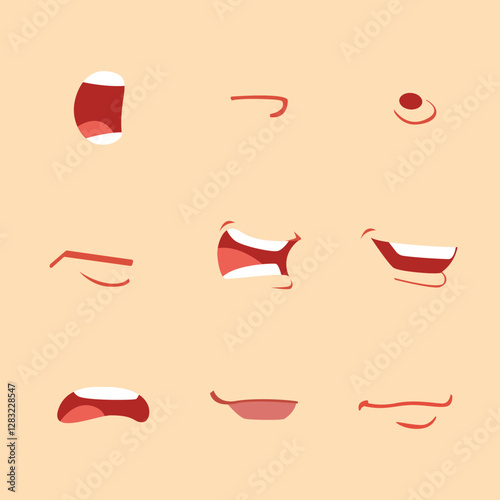 Set of cartoon mouth for animation. Mouths collection. Cartoon lip sync set