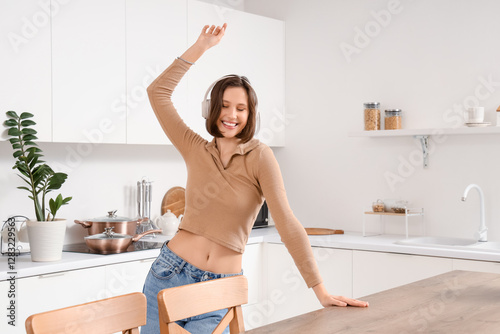 Young woman with headphones...
