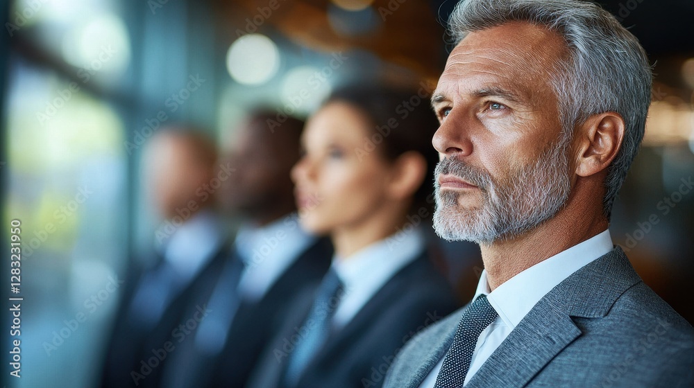 Thoughtful Multi-Ethnic Business Team Looking Ahead With Confidence Thoughtful Multi-Ethnic Business Team Looking Ahead With Confidence