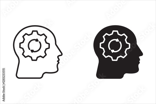 Human head with circular arrow. - icon, vector.
