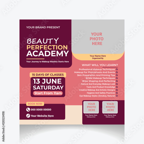 Modern Makeup Skills social media post Design Template