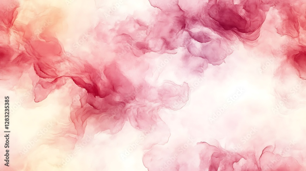 Fototapeta premium Hand-painted rose floral pattern, soft pastel pink and peach hues, flowing watercolor brush textures, seamless botanical flow, airy and light floral ambiance, hd quality. --ar 16:9 --tile