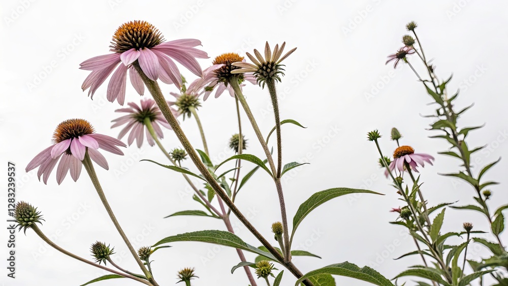 Obraz premium Minimalist Perennial Flowers Flat Illustration: Garden Design, Floral Art, Botanical Prints
