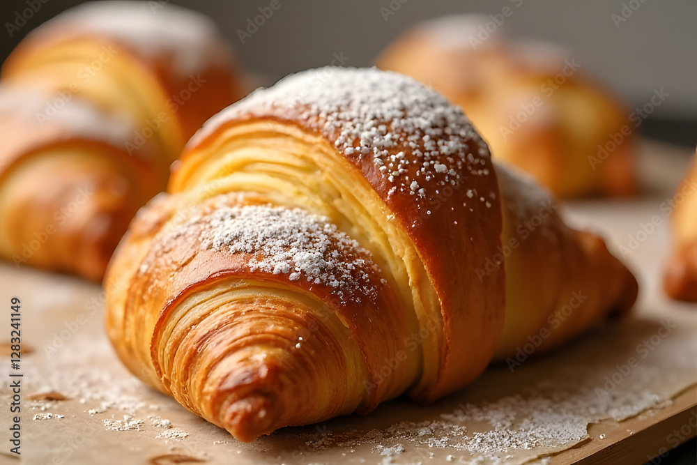 fresh croissant on wooden table fresh croissant on wooden table