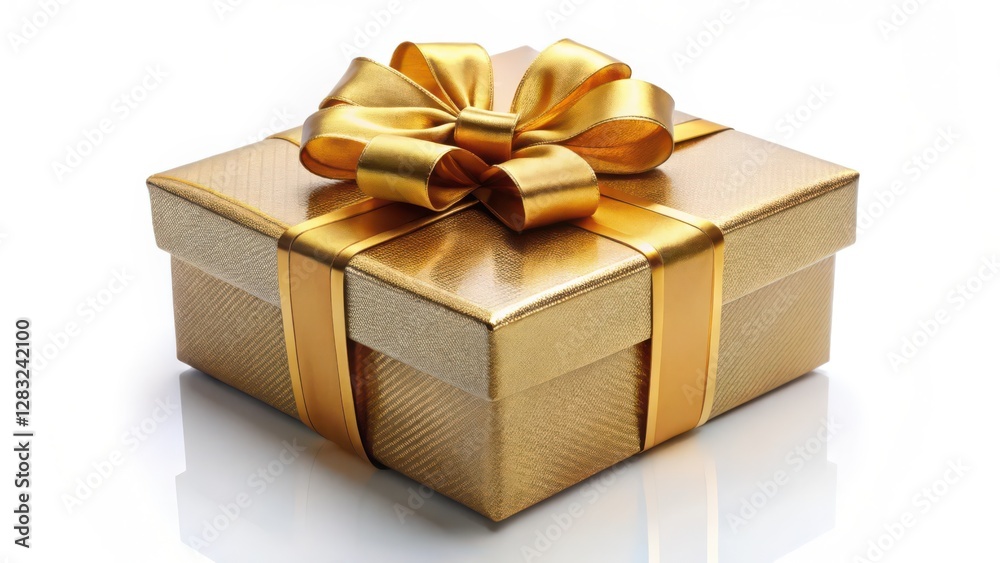 Gold Gift Box with Ribbon Gold Gift Box with Ribbon