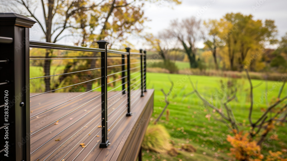 Black Wire Deck Railing: Green View
Black Wire Deck Railing: Green View