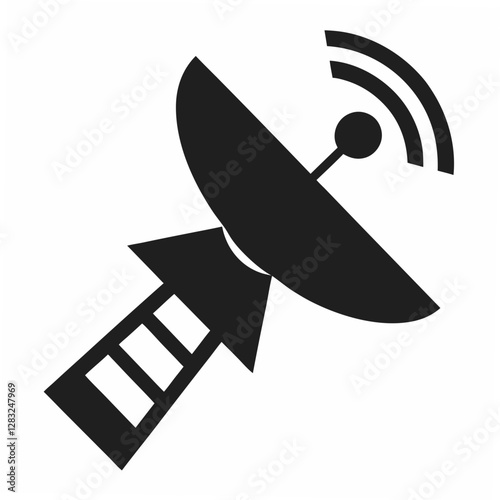 Satellite Silhouette Vector Icon Ideal for Aerospace & Communication.