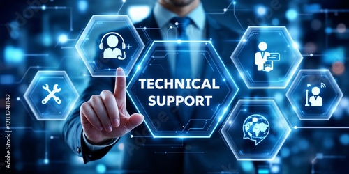 Modern Technical Support and IT Solutions with Digital Interface.