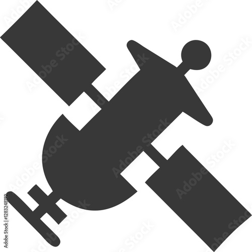 Stylized Satellite Silhouette Vector Icon – Space & Technology Theme.