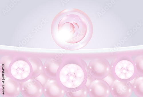 The serum bubble absorbs into the skin dermis