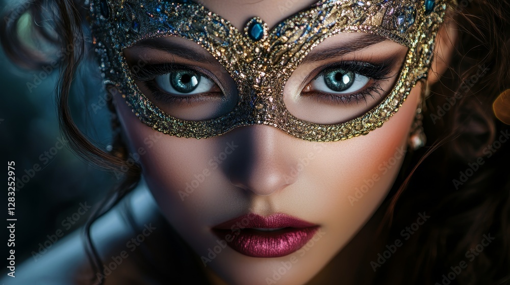 Enigmatic Woman with Ornate Mask Capturing Mystery and Intrigue in Close-Up