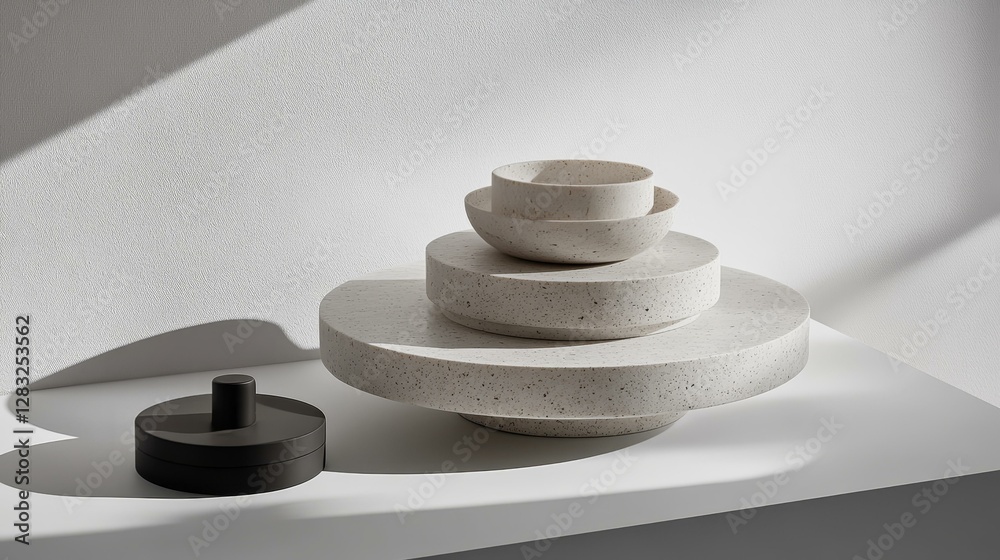 Modern Stoneware Bowls and Tray Set Modern Stoneware Bowls and Tray Set