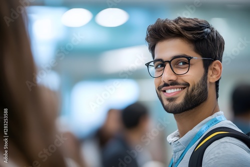 Indian Student Networking at University Career Fair Enthusiastic Discussions with Recruiters