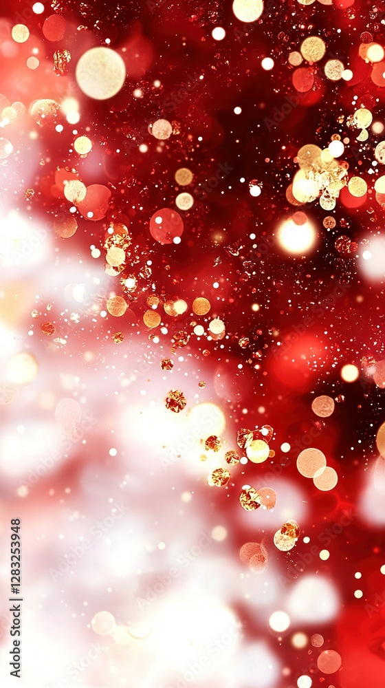 Red and white background with gold and silver circles at image bottom Red and white background with gold and silver circles at image bottom