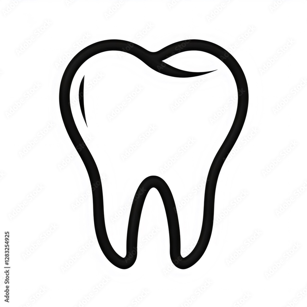 Simple black and white drawing of a healthy tooth, promoting dental care and oral hygiene Simple black and white drawing of a healthy tooth, promoting dental care and oral hygiene