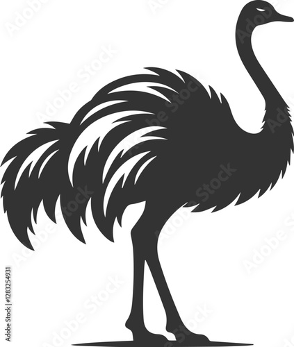 Ostrich standing tall with its neck fully extended animal vector silhouette