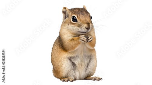 Squirrel standing upright in a playful position