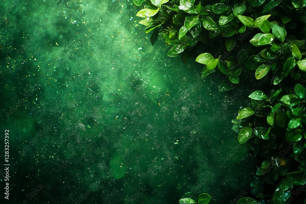 Fototapeta premium close-up of green leaves with a texture effect, creating a refreshing and natural feel