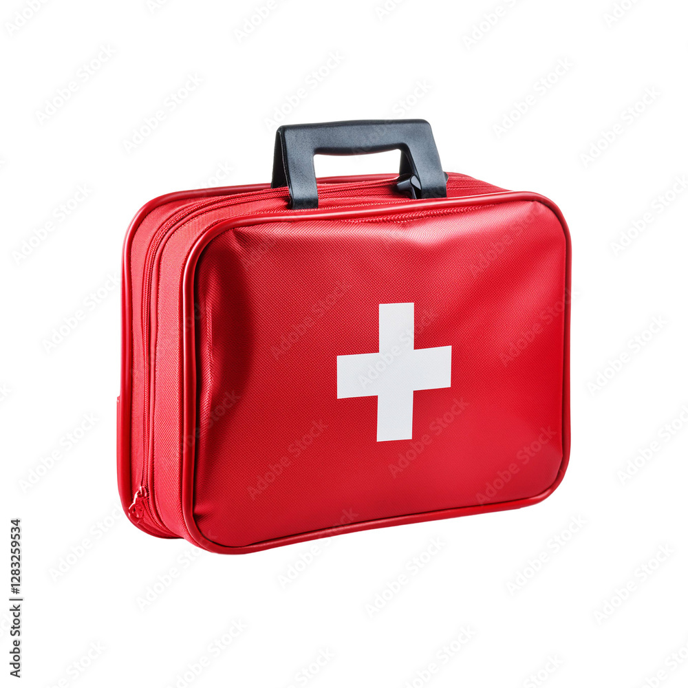 Fototapeta premium Red first aid kit on transparent background